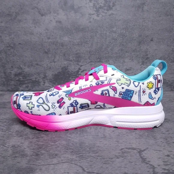 BROOKS Trace 4 Hero Medical Nurse Running Shoes Womens Size 8.5 B White Pink - Picture 2 of 7